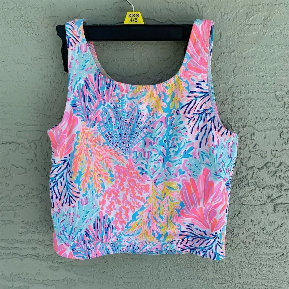 Lilly Pulitzer Girls Bathing Suit Tank Top XXS 4/5 Coral Reef Print